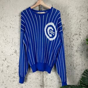 Vintage Chicago Cubs Pinstripe Cliff Engle Made In USA Large 80s Knit Sweater
